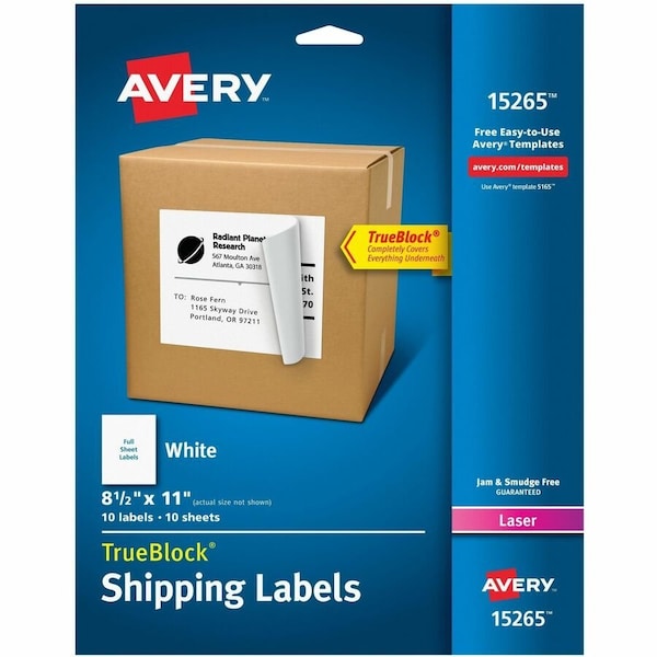 Avery Shipping Labels, TrueBlock Technol, PK10 15265 - main