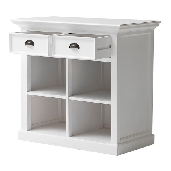 Homeroots 35in White Accent Cabinet With Two Drawers and Baskets 388218 - main