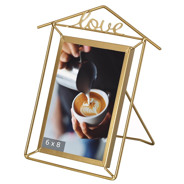 Fabulaxe 11x8" Vertical Decorative Gold Metal Floating Easel Back Picture Frame QI004844.L - main