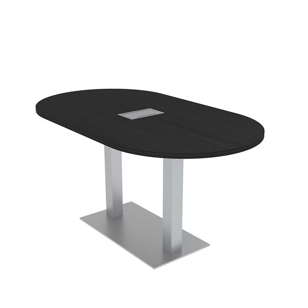 Skutchi Designs Racetrack Conference Table With Power, 36 in W, 60 in L, Black HAR-RAC-36X60-DOU-U999ST19-ESIL - main