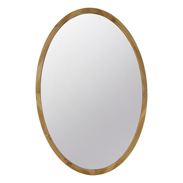 Homeroots 35" Brown Oval Solid Wood Framed Accent Mirror 485059 - main