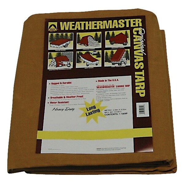 Dize Weathermaster Tarpaulin, 16 ft L, 10 ft W, Canvas, Tan CA1016D - main