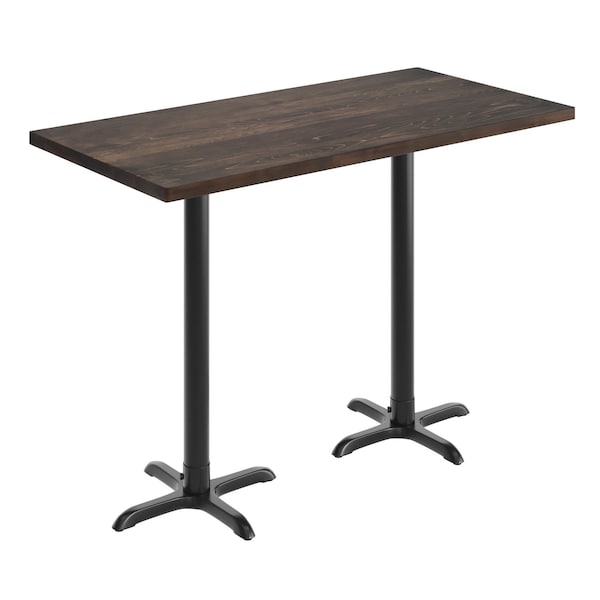Flash Furniture Bennett 30 in x 60 in Solid Wood Indoor Tabletop in Dark Brown with 22 in x 22 in Bar Height GSF-REC3060-DKBRN-T2222B-GG - main