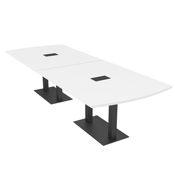 Skutchi Designs Arc Rectangle Meeting Room Table, 45 in W, 120 in L, White HAR-AREC-48x120-DOU.BK-W960-EBLK - main