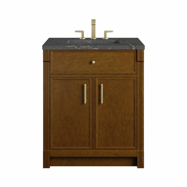 James Martin Vanities Bellshire 30" Single Vanity, Honey Oak w/ 3 CM Parisien Bleu Silestone Top 660-V30-HNO-3PBL - main