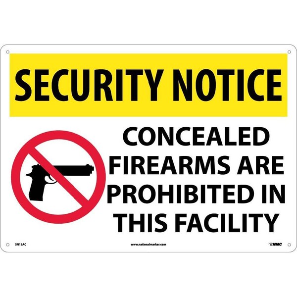 Nmc Security Notice Concealed Firearms Are Prohibited Sign, SN12AC SN12AC - main