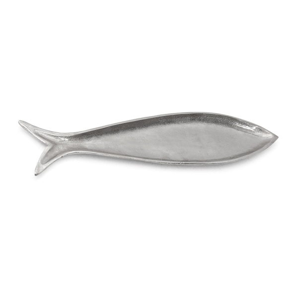 Homeroots 23" Silver Cast Aluminum Fish Serving Tray 634490 - main