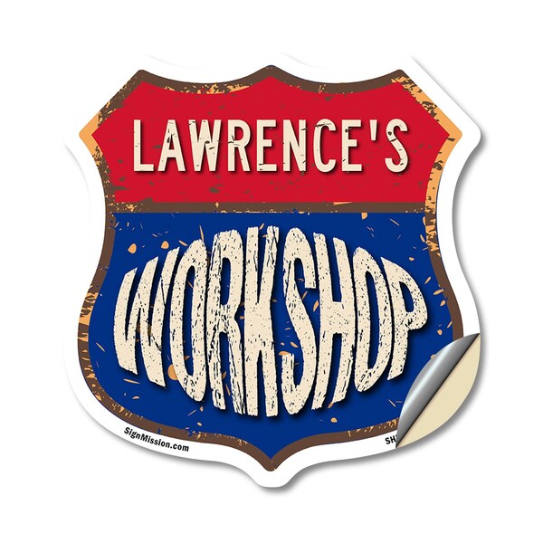 Signmission Lawrence's Workshop, 18 Inch X 18 Inch, Vinyl Decal SHI-D-18-489-LAWRENCE - main