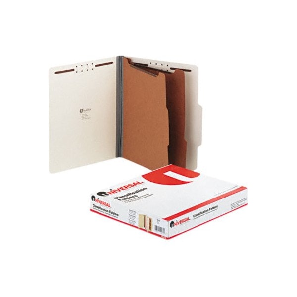 Universal Pressboard Classification Folder, Letter, Six-Section, Gray, 10/Box 10272 - main