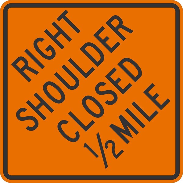 Lyle Right Shoulder Closed 1/2 mile, 36x36, High Intensity Prismatic, Orange G-16267-HI_36x36 - main