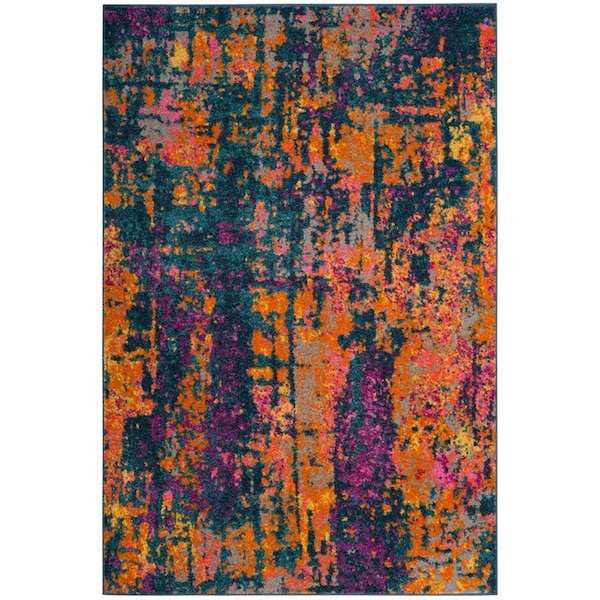 Safavieh 6 x 9 ft. Madison Power Loomed Medium Rectangle Area RugBlue & Orange MAD143A-6 - main