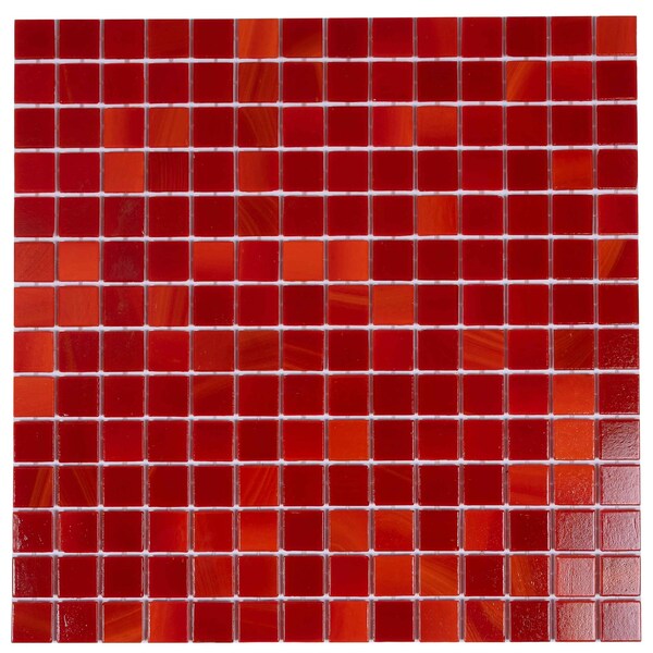 Apollo Tile Dune 12 in. x 12 in. Glossy Candy Apple Red Glass Mosaic Wall and Floor Tile 20 sq. ft./case, 20PK APLSA88RD202A - main