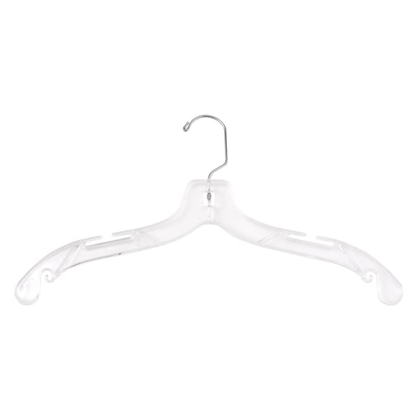 Nahanco 17in Clear Plastic Heavy Weight Shirt/Dress Hanger w/ Chrome Swivel Hook, 100PK 500 - main