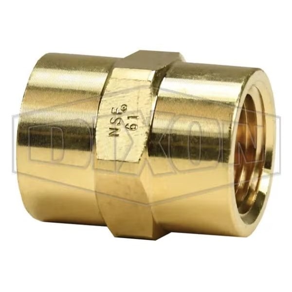 Dixon Hex Head Coupling, 1/8 in Nominal, FNPT End Style, Brass 3710202CLF - main
