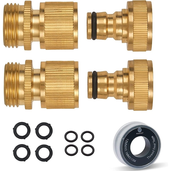 Morvat Brass Quick Connect Hose Fittings for Source Connections, 2PK MOR-SBQCONNECTOR-2-A - main
