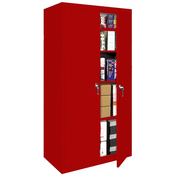 Steel Cabinets Usa Storage Cabinet, 72 in H, 36 in W, Red, 4 Shelves FS-36-R - main