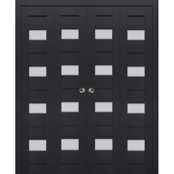 Sartodoors Sliding Closet Double Bi-fold Doors Solid Core Modern Interior VEREGIO7455DBF-ANT-72 x 96 (4* 18x96) - main