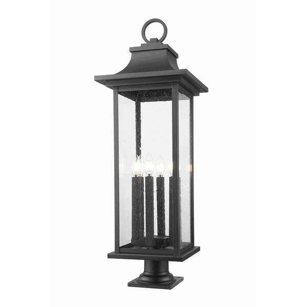 Z-Lite Tiberius 6 Light Outdoor Pier Mounted Fixture, Black/Clear Seedy, 12 In W x 36.75 In H 5017PHXLR-533PM-BK - main