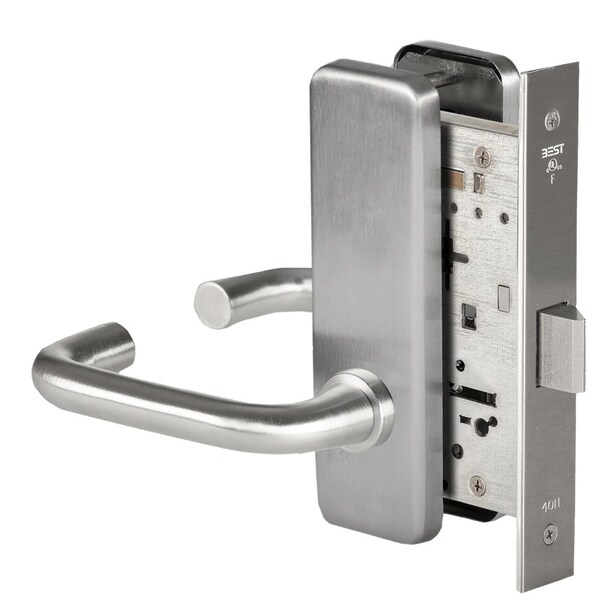 Best Grade 1 Passage Mortise Lock, 3 Lever, J Escutcheon, Non-Keyed, Satin Stainless Steel Finish, Field 45H0N3J630 - main