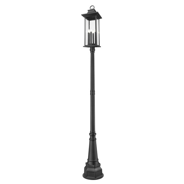 Z-Lite Tiberius 6 Light Outdoor Post Mounted Fixture, Black/Clear Seedy, 14.25 In W x 116.75 In H 5017PHXLR-564P-BK - main