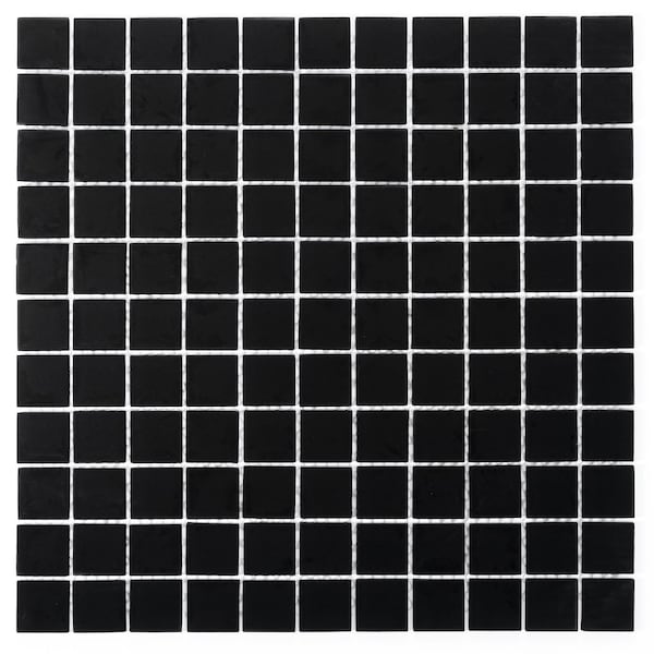 Apollo Tile Black 11.8 in x 11.8 in Glass Matte Floor and Wall Mosaic Tile 9.67 sqft/case, 10PK APLA88091M 1X1A - main