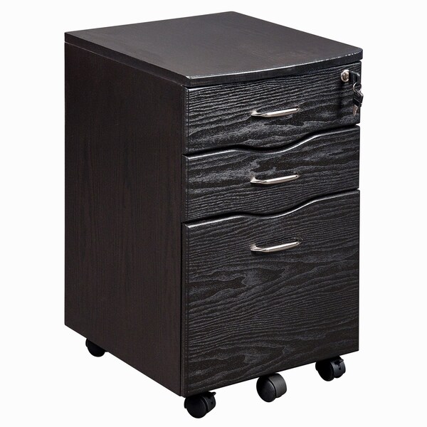 Homeroots 16" Espresso Wood Three Drawers Filing Cabinet 723070 - main