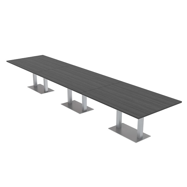 Skutchi Designs Rectangle Conference Table With Power, 48 in W, 216 in L, Grey HAR-REC-48X216-DOU-WA7949-NA - main