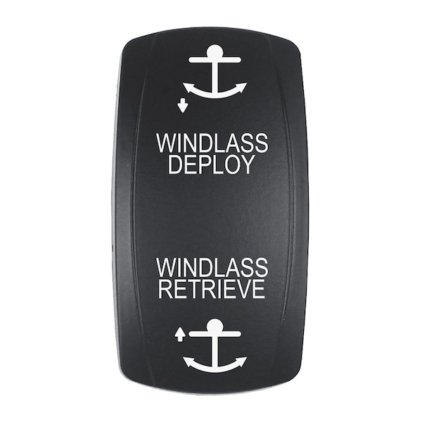 Pacer Group Pacer Actuator, 'WINDLASS DPLY/RTRV' f/V Series Contura Switches, Black, Laser Etched Top/Bottom EV2LE-WND - main