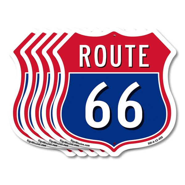 Signmission Route Marker Shield Sign Route 66, 12 inch X 12 inch, Aluminum Metal Sign, 5PK SHI-A-5Pack-12-459 - main