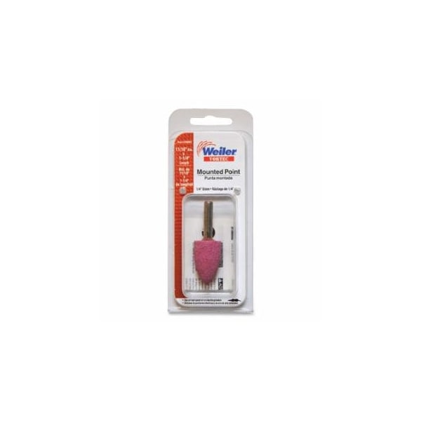 Weiler Vortec Mounted Point, 11/16 in dia, 1/4 Arbor, 48000 RPM, Cone, Aluminum Oxide, 5PK 804-36801 - main