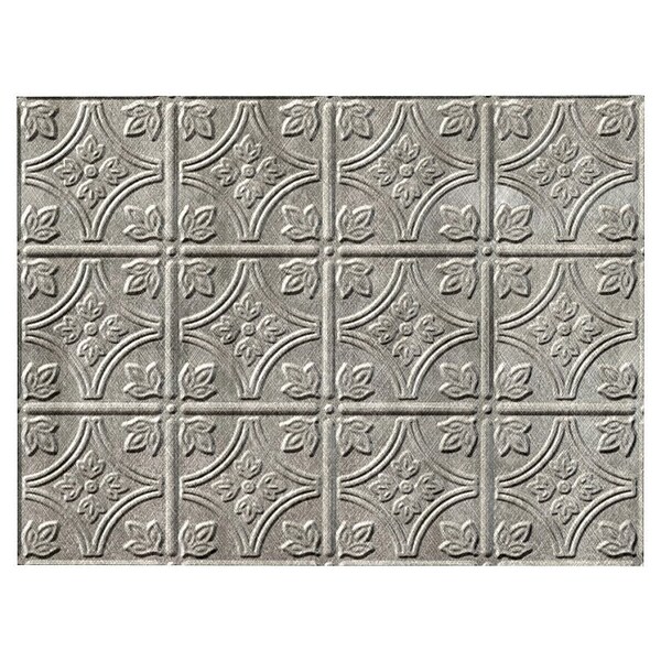 Fasade Backsplash Panel, 24 in L, 18 in W, Thermoplastic, Silver D6021 - main