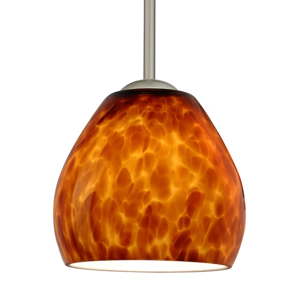 Besa Lighting Besa Bolla Stem Pendant, Amber Cloud, Satin Nickel Finish, 1x 9W LED 1TT-412218-LED-SN - main