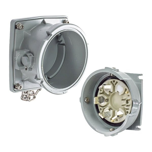 Meltric PF400 INLET METAL GRAY SIZE C IP 66/67 3P+G 400 A 600 VAC 60 Hz +4 AUX 49-48143 - main