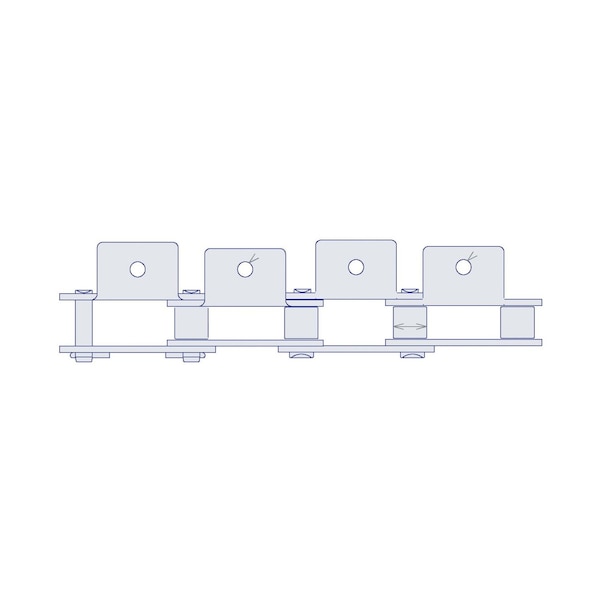 Hkk Chain HKK Double Pitch Riv Standard Conveyor w/A-1 Att on Every P, 1.5P, .469 Dia x .5 W DC060RA1EV - main