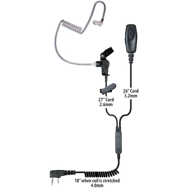 Klein Electronics Inc Klein 2-Wire Surveillance Earpiece - Mono - Wired - Earbud - Monaural - In-ear - Noise Canceling Patriot-K1 - main
