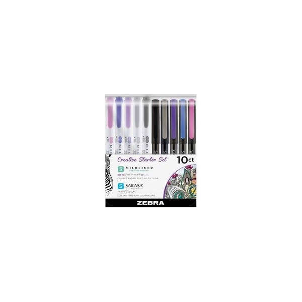 Zebra Pen MIDLINER Marker/SARASA Fineliner Creative Starter Set - 0.8 mm Pen Point Size - Needle Pen, 10PK 10015 - main