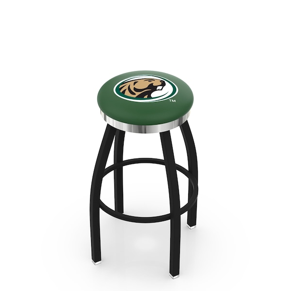 Holland Bar Stool Co 25" Blk Wrinkle Bemidji State Swivel Bar Stool, Chrome Ring L8B2C25BmijSt - main