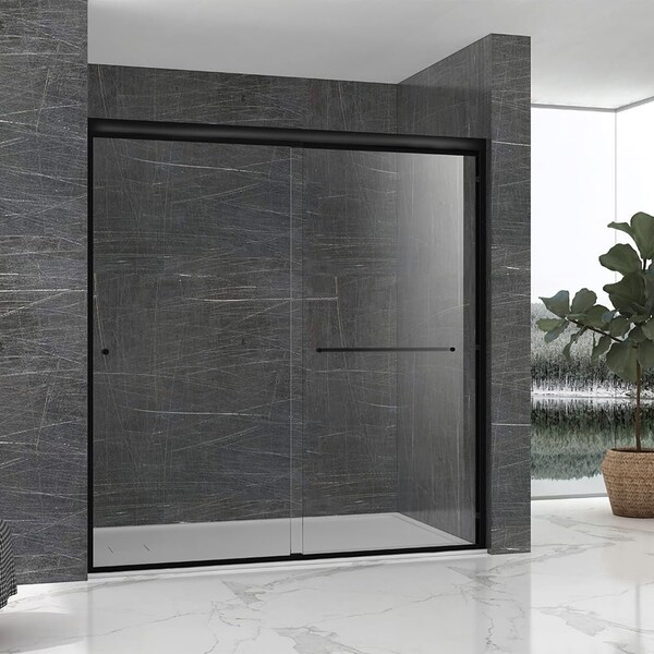 Fab Glass And Mirror Bypass Sliding Shower Door Sorrento Economy Series Adjustable 56in-60in Width 72in Height - Semi-F SHSO60X72MB - main