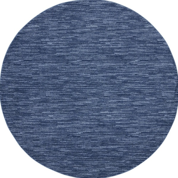 Homeroots 10' Navy Blue And Denim Blue Round Indoor Outdoor Area Rug 545484 - main