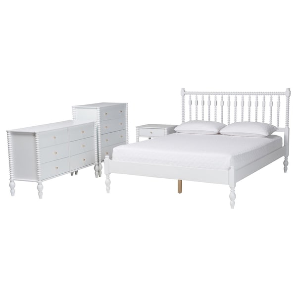 Baxton Studio Denita Bedroom Set with Chest, White, Full 271-14734-14743-14741-14739-ZORO - main