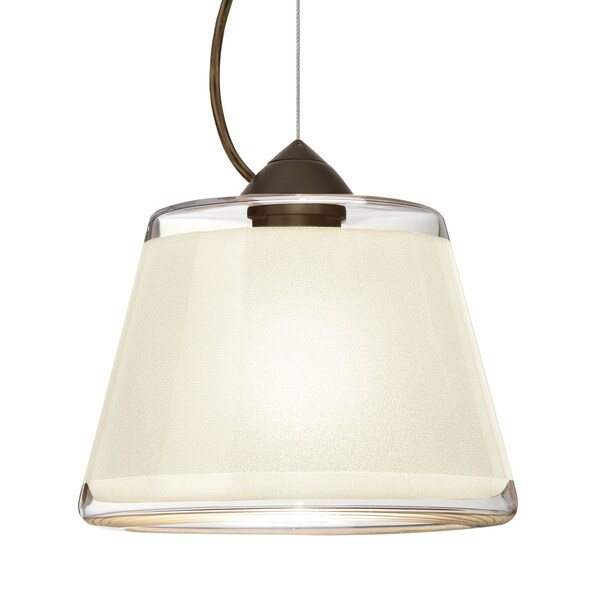 Besa Lighting Pica 9 Cord Pendant, White Sand, Bronze Finish, 1x75W Incandescent 1KX-PIC9WH-BR - main