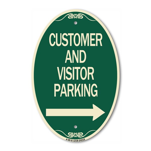 Signmission Customer and Visitor Parking With Right Arro, 12 In X 18 In Architectural, Heavy Gauge Aluminum A-OV-G-1218-24215 - main