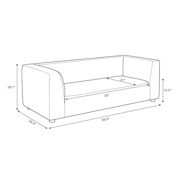Manhattan Comfort Lukas 89 in Upholstered Sofa in Taupe SF1634-TP - main