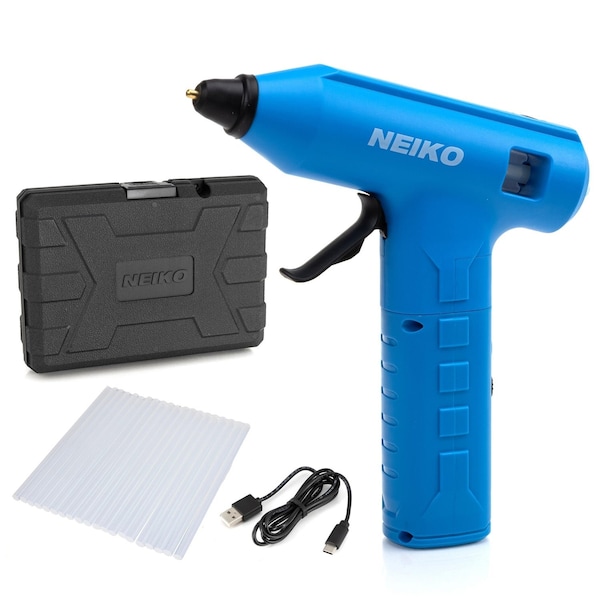 Neiko 20W Rechargeable Cordless Insulated Nozzle Hot Glue Gun, 20 Glue Sticks Included 10582A - main