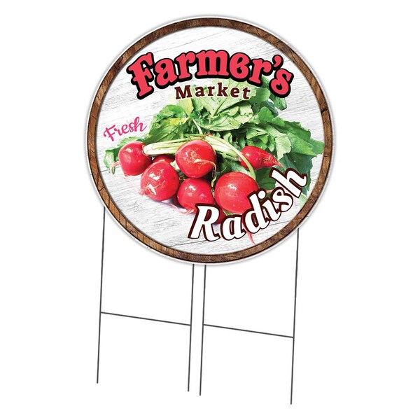 Signmission Farmers Market Radish Double Sided Corrugated Plastic Circle Yard Sign, C-36-CIR-DS-WS-Radish C-36-CIR-DS-WS-Radish - main