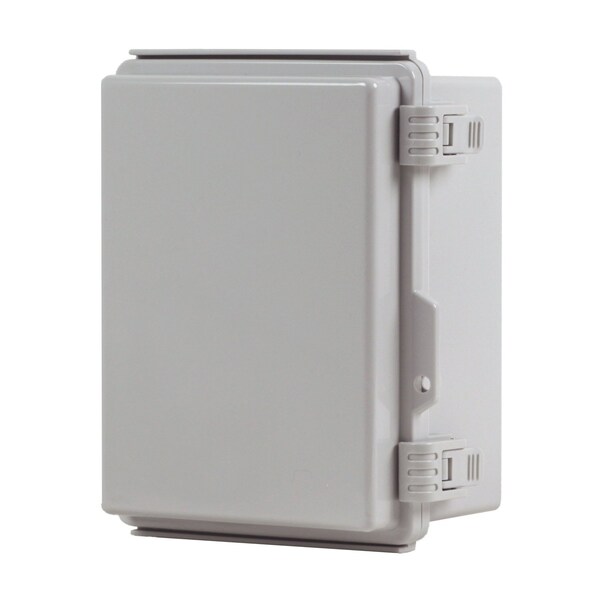 Newhouse Electric NEMA 4X 4.72"L x 6.3"W x 8.66"H ABS Plastic Gray Weatherproof Electrical Junction Box, Hinged Cover NHWE-M - main