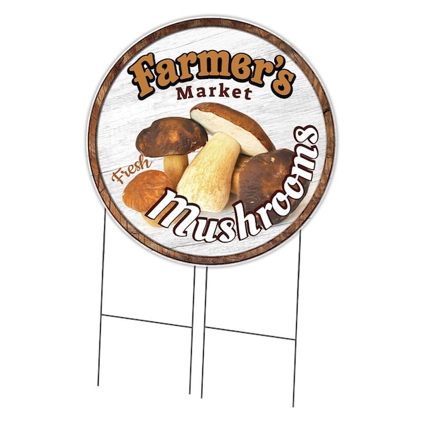 Signmission Farmers Market Mushrooms Double Sided Corrugated Plastic Circle Yard Sign, C-36-CIR-DS-WS-Mushrooms C-36-CIR-DS-WS-Mushrooms - main