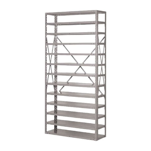 Pucel Bin Shelving Rack, 13 Shelves, 48 Bins, 36 in W x 73 in H x 12 in D, Gray BR-1236-13-48 - main