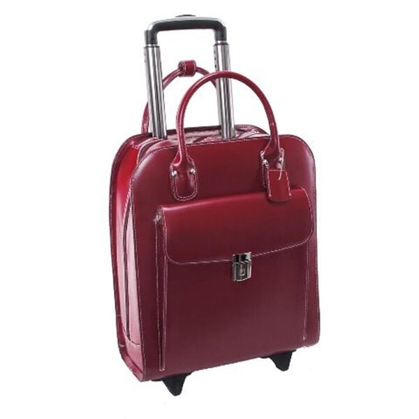 A1 Luggage 15.6 in. Uptown Leather Vertical Wheeled Ladies Briefcase, Red - 13.5 x 6 x 16 in. A12611536 - main