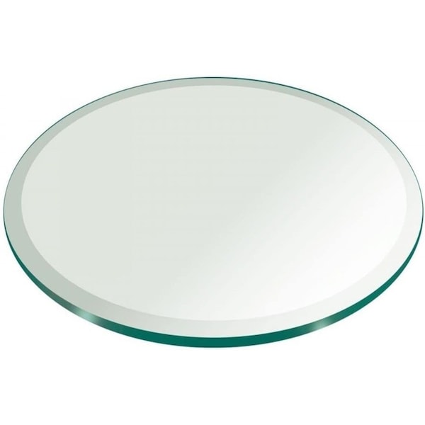 Fab Glass And Mirror 34in in Round Glass Table Top 3/8in Thick Tempered Beveled Edge, 34inch, Clear, Wall Mirror 34RT10THBETE - main